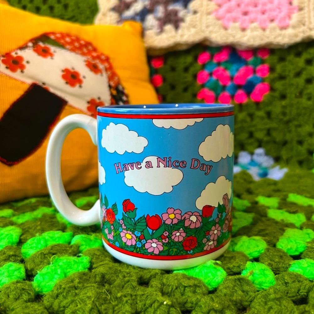 Vintage 1989 have a nice day floral mug